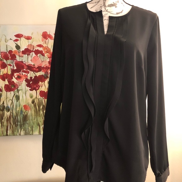 Lands’ End Cascading Ruffle Soft Blouse, sz 10